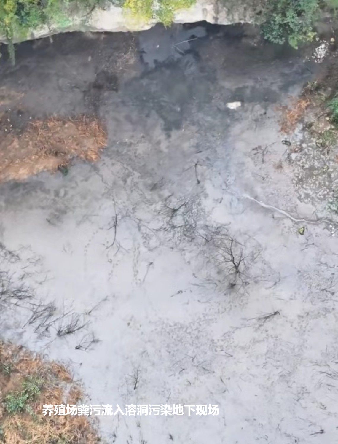 养殖场粪污流入溶洞污染地下现场.jpg